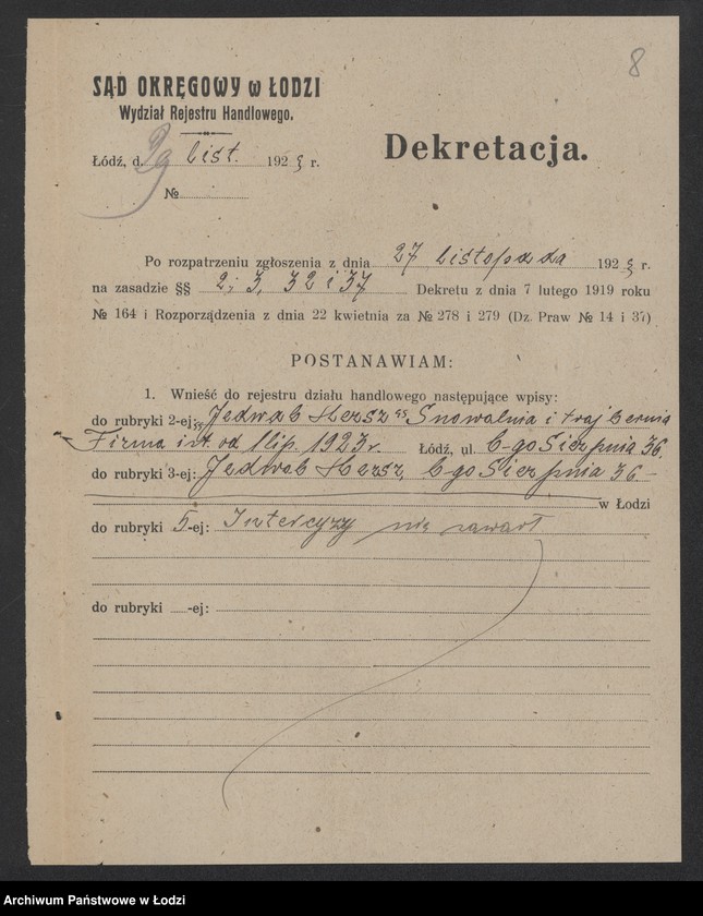 Obraz 10 z jednostki "Jedwab Hersz- snowalnia i trajbernia"