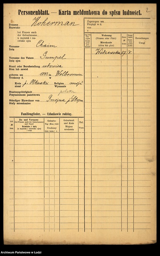 Obraz 4 z jednostki "[Spis ludności Łodzi] Hocherman - Hoferman"