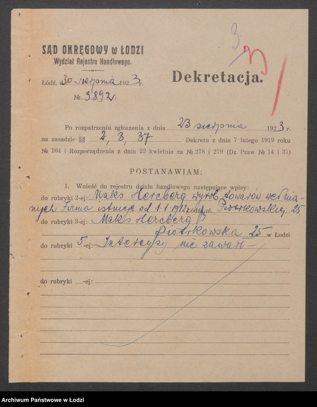 Obraz 5 z jednostki "Maks Hercberg – wyrób towarów wełnianych"