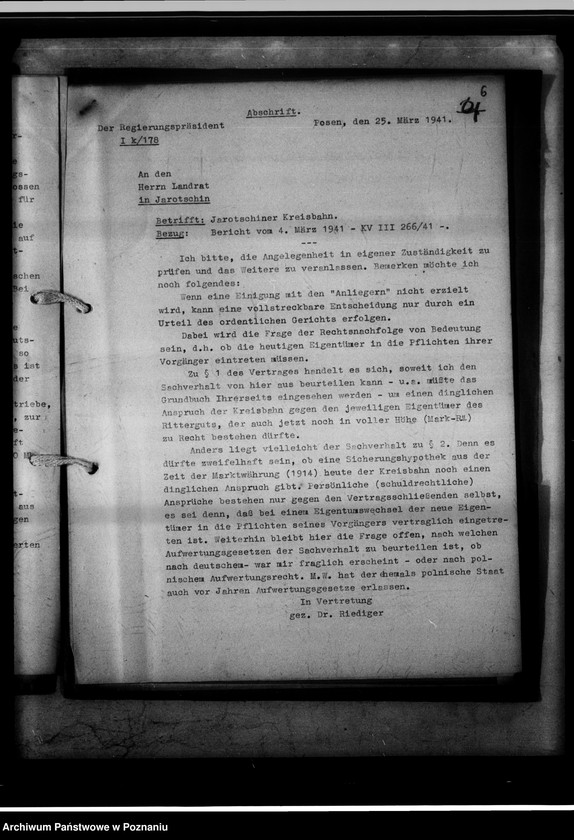 Obraz 11 z jednostki "Forderung gegen Anlieger der Jarotschiner Kreisbahn."