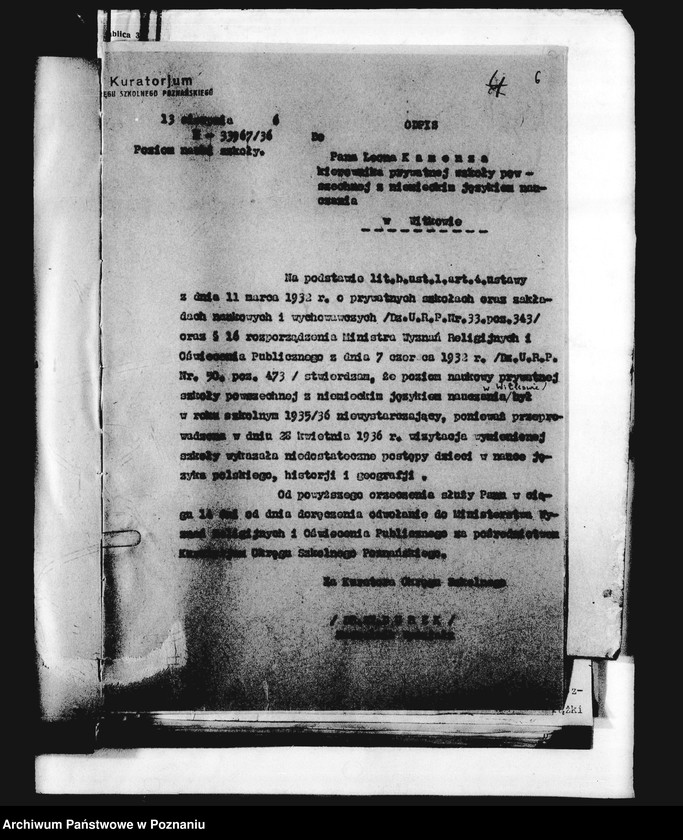 Obraz 9 z jednostki "Prywatna Szkoła Powszechna z niemieckim językiem nauczania w Witkowie, powiat Gniezno"