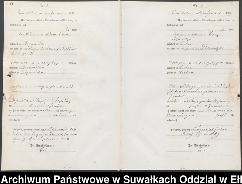 image.from.unit.number "Sterbe-Haupt-Register des Königlichen Preussischen Standes-Amtes Kumilsko Kreis Johannisburg"