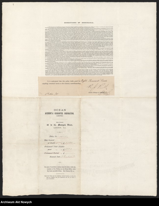 image.from.unit.number "Europejskie towarzystwa ubezpieczeniowe. Polisy, przekazy, zestawienia, korespondencja"
