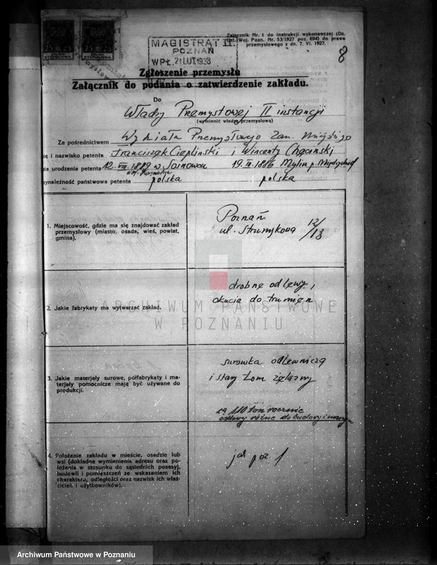 Obraz 12 z jednostki "Zatwierdzenie urządzenia odlewni żelaza Firmy Fr. Ciepliński i W. Chęciński w Poznaniu"