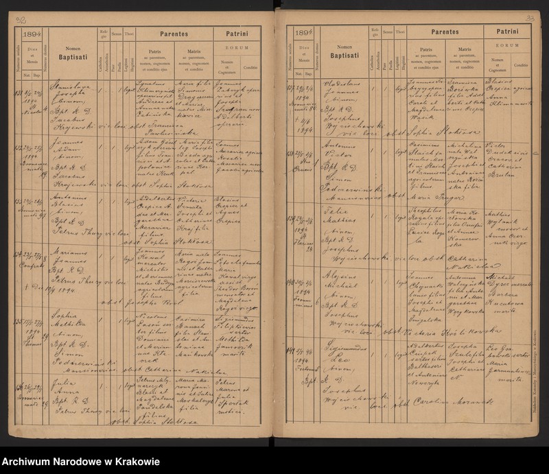 Obraz 20 z jednostki "Wtoropisy Ksiąg urodzonych par. N. P. Marii z lat 1890-1894"