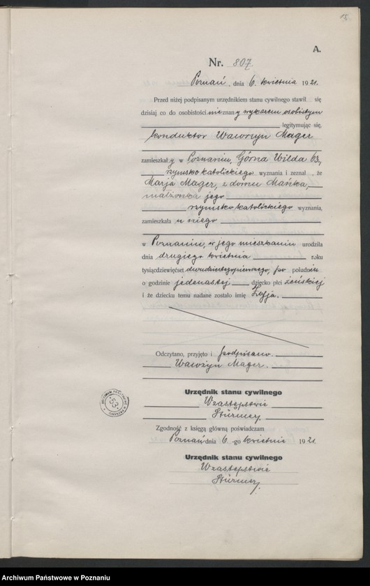 Obraz 17 z jednostki "Księga urodzeń odpis tom III [Rejestr poboczny urodzeń]"