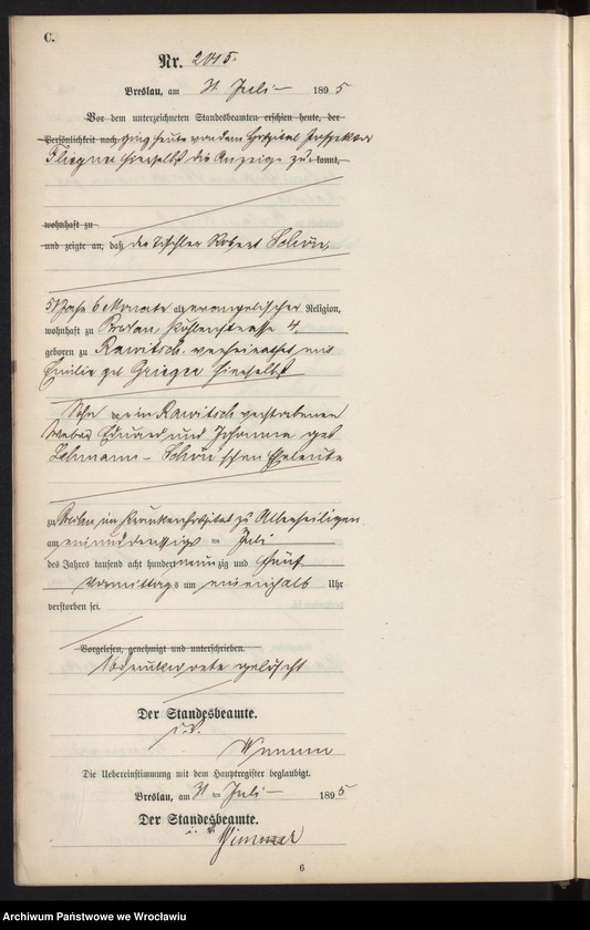 image.from.unit.number "Sterbe-Neben-Register Breslau I 1895 Band 6"