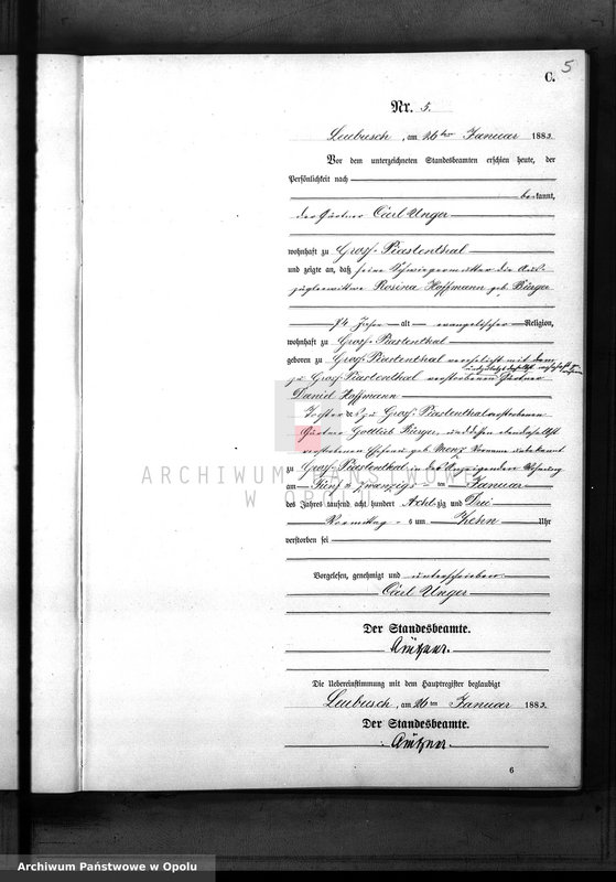 image.from.unit.number "Sterbe-Neben-Register Standes-Amt Leubusch 1883"