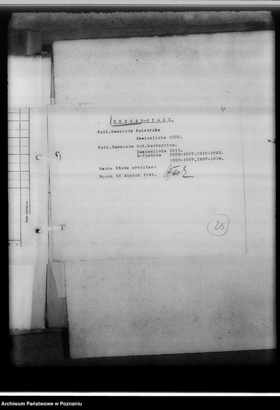 Obraz 8 z jednostki "Feststellung von Verlusten, Wiederherbeischaffung, Ersatzbeschaffung. Gnesen-Stadt [miasto Gniezno]"