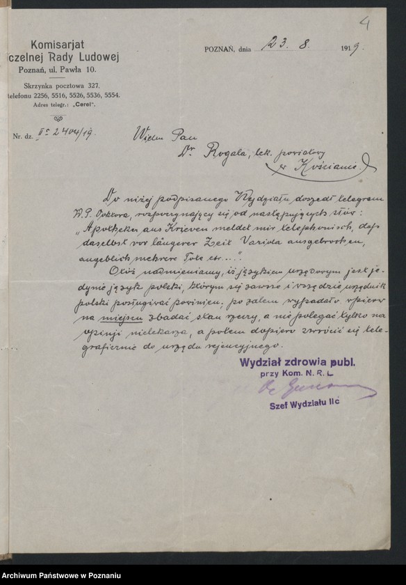 Obraz 6 z jednostki "Akta tyczące korespondencyi w sprawach zdrowia z Komisariatem Naczelnej Rady Ludowej"
