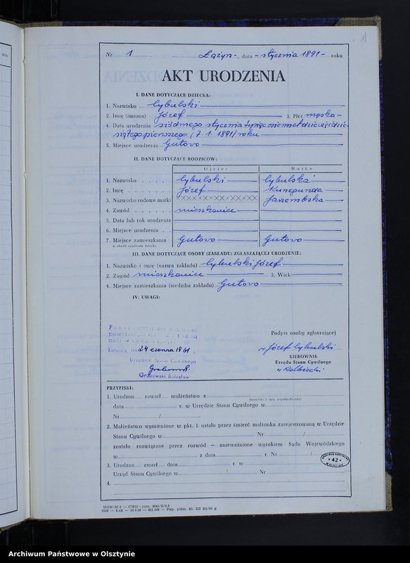 image.from.unit.number "Ksiega urodzeń Nr 1 - 83 /przepisana w języku polskim z oryginału niemieckiego w dniach  24.06.-27.06 1961/"
