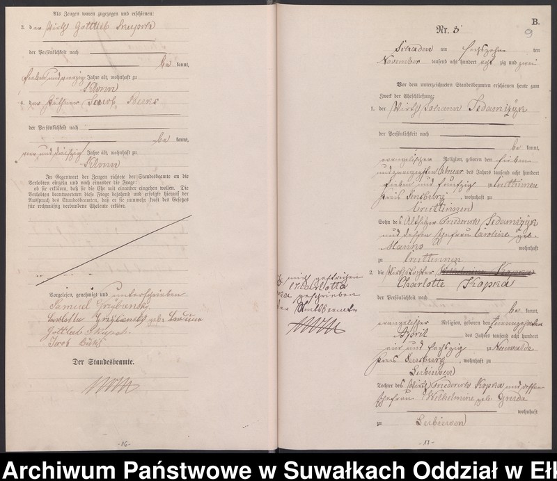 image.from.unit.number "Heiraths-Haupt-Register des Königlich Preussischen Standes-Amtes Schaden Kreis Sensburg"