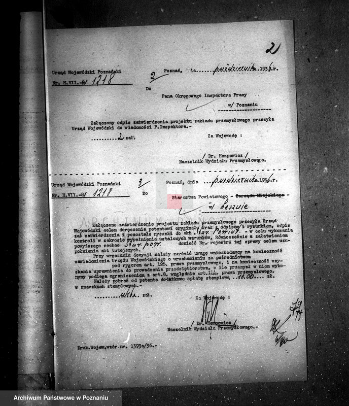 Obraz 6 z jednostki "Zatwierdzenie zakładu przemysłowego /fabryki farb/ H. Perek w Lesznie"