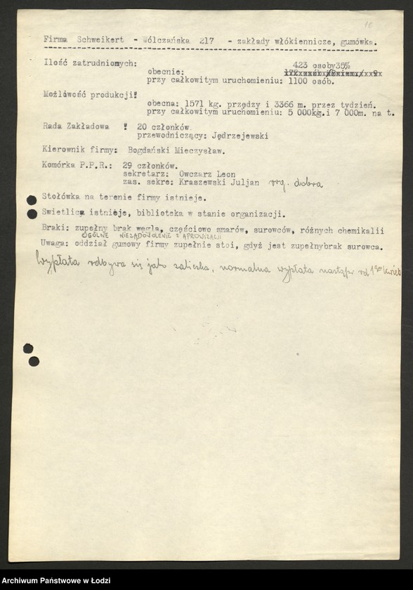 Obraz 11 z jednostki "Wykazy zakładów produkcyjnych z obsadą stanowisk kierowniczych"