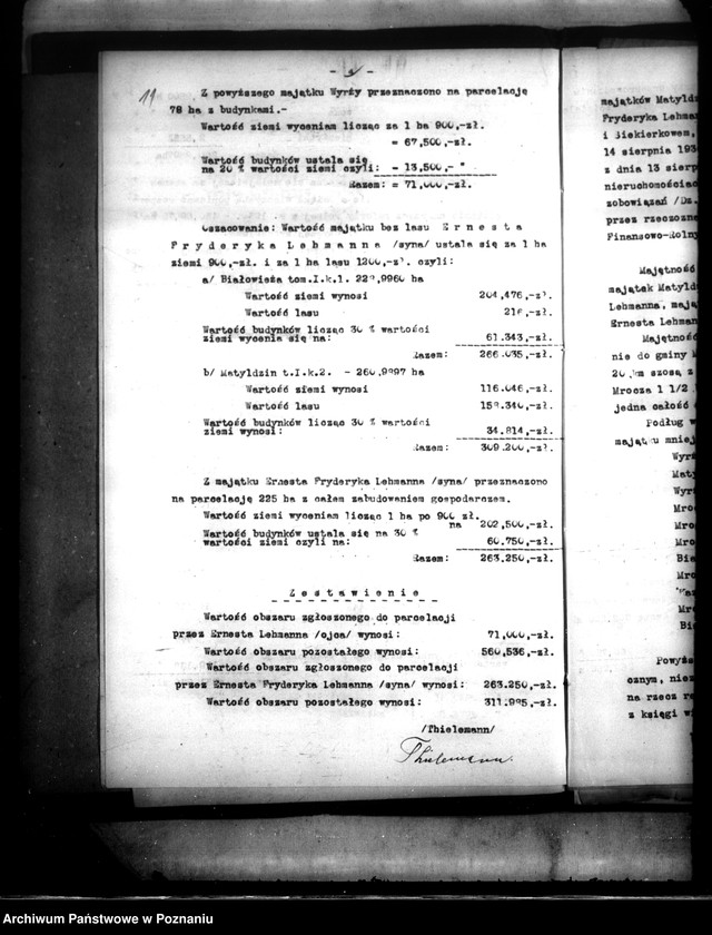 Obraz 16 z jednostki "Majątek Wyrza-Matyldzin powiatu wyrzyskiego parcelacja oddłużeniowa"