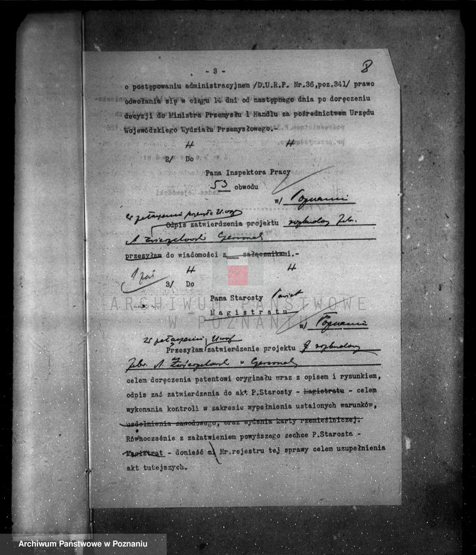 Obraz 12 z jednostki "Zatwierdzenie zakładu przemysłowego /fabryki wyrobów drewnianych/ A. Zwierzchowski i Spółka w Poznaniu"