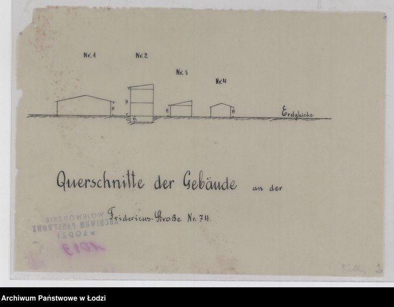 Obraz 1 z jednostki "Querschnitte der Gebäude an der Friedercusstraße Nr 74"