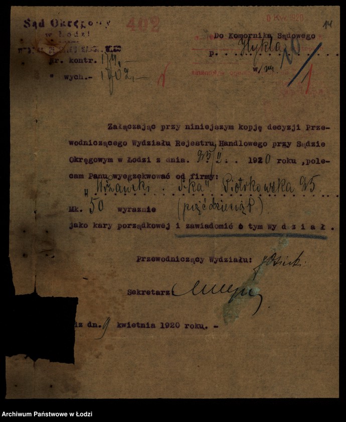 Obraz 16 z jednostki "„Bracia Szmuszkowicz”- sprzedaż i fabrykacja towarów manufakturowych"