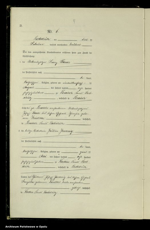 image.from.unit.number "Heiraths-Haupt-Register Standesamts Leobschütz pro 1903"