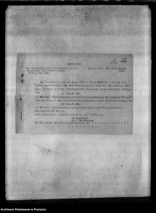 Obraz 20 z jednostki "Haushaltmittel für Volksschulen. Förderschulen, zur Förderung des Unterrichts für Blinde und Gehörlose"