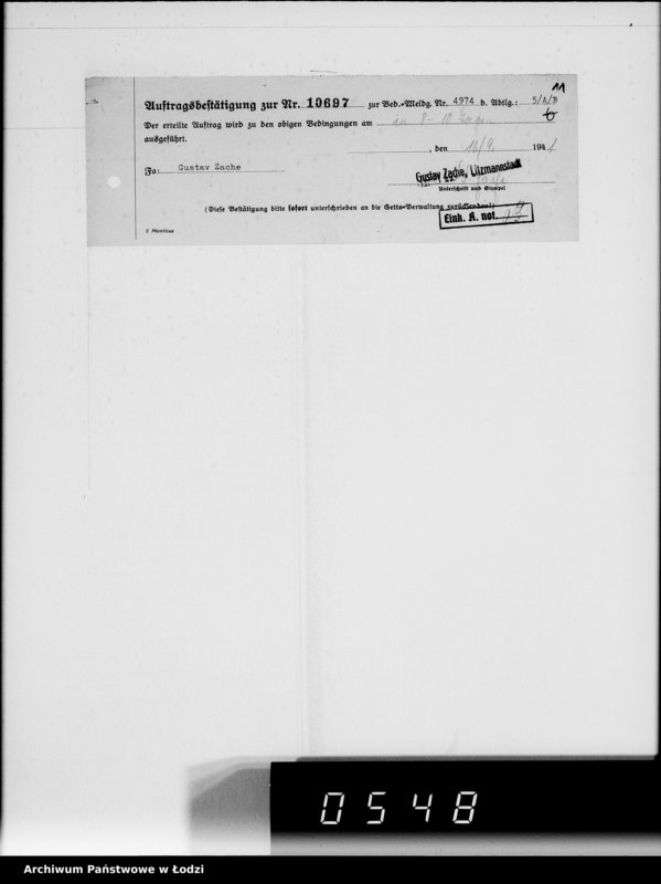 Obraz 15 z jednostki "Aufträge 5734-10700 [Faktury, listy przewozowe na dostarczone dla Getta produkty żywnościowe, materiały opałowe, przemysłowe]"