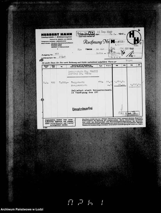 image.from.unit.number "Aufträge, [Lieferscheinen und Rechnungen] 16791-16840 [Dostawa żywności do Getta]"