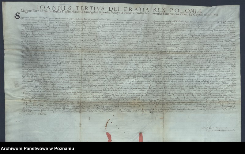 Obraz 4 z jednostki " Jan III (Sobieski) król Polski … potwierdza w transumpcie dokument króla Michała z dnia 12.XII.1669 potwierdzający statut cechu postrzygaczy sukna"