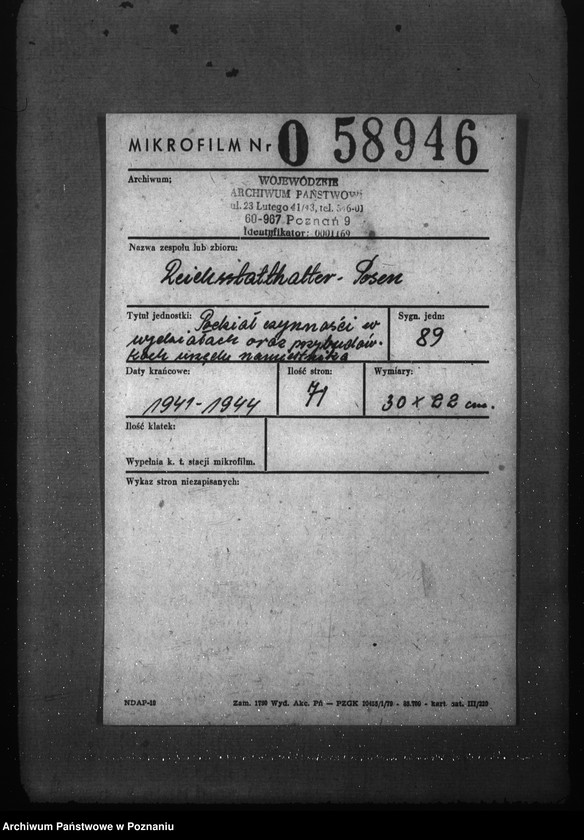 Obraz 2 z jednostki "Podziały czynności w wydziałach oraz przybudówkach urzędu namiestnika"