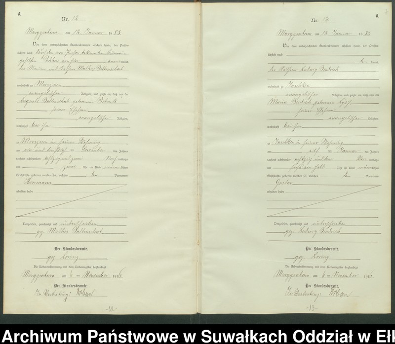 image.from.unit.number "A1.Geburts-Register [Haupt-Register] Standesamt Marggrabowa Landbezirk vol. I No.1 bis 266"