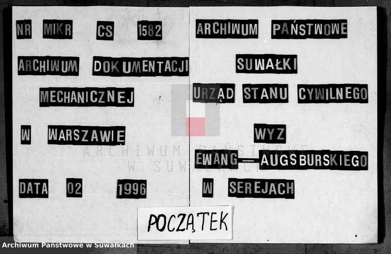 image.from.unit.number "Duplikat aktów Urodzenia, Małżeństw i Zejścia dla Filiału Ewangelicko- Augsbursgkiego w mieście Serejach sporządzony na rok 1857"