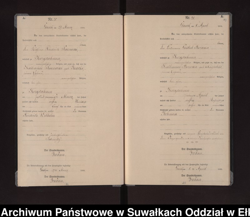 image.from.unit.number "Geburts-Neben-Register des Königlich Preussischen Standes-Amtes Gneist Kreis Loetzen"