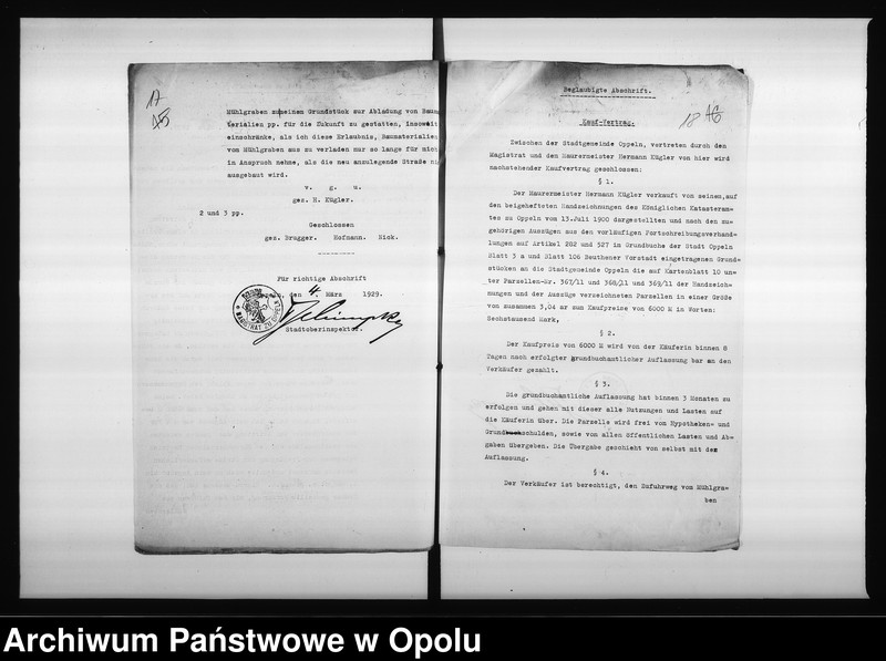 Obraz 19 z jednostki "Wywłaszczenie mistrza murarza Hermanna Kügler, w celu budowy "Piastenufer""