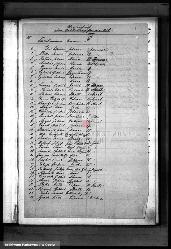 image.from.unit.number "Geburts-Haupt-Register Standesamts Schönfeld pro 1876"