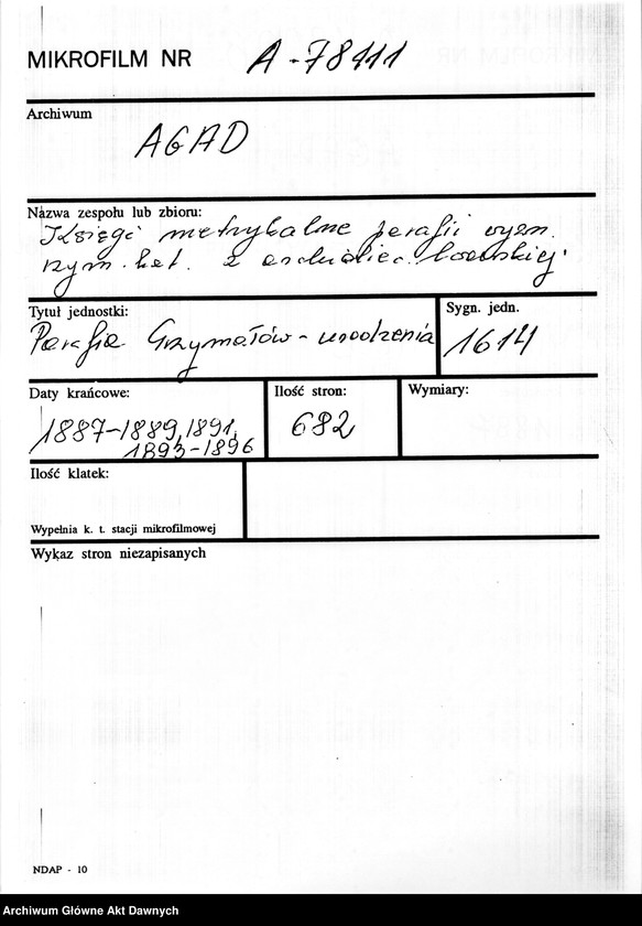 image.from.unit.number "Parafia: Grzymałów. Dekanat: Skałat. Księga metrykalna urodzeń, ślubów i zgonów dla miasta Grzymałów i wsi: Bucyki, Hlibów, Kałaharówka, Kozina, Leżanówka, Łysa Góra (Eleonorówka), Mazurówka, Okno, Ostapie*, Zarubińce*, Pajówka, Podlesie, Poznanka Hetmańska, Czechowa**, Wolica**."