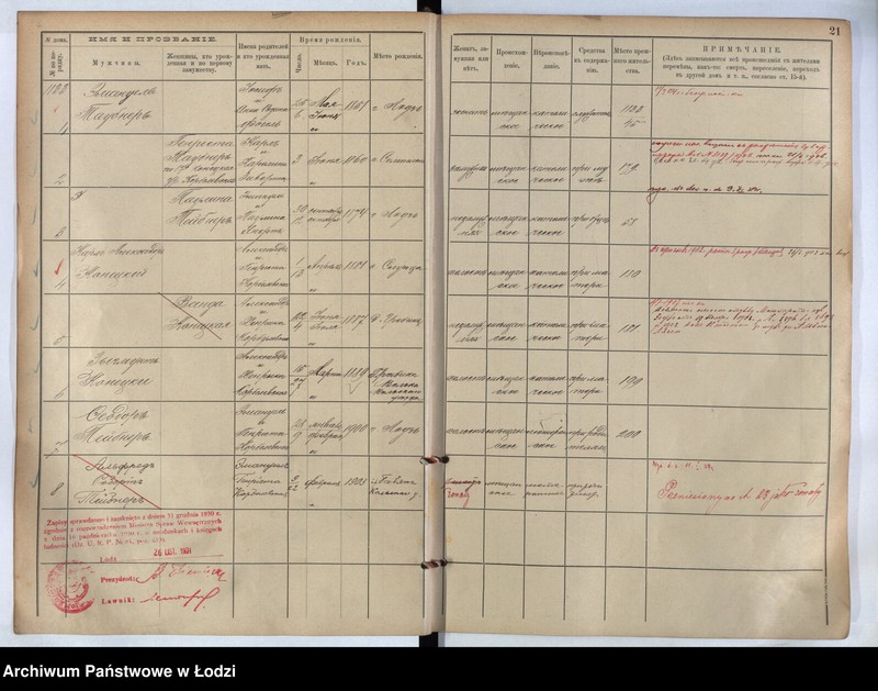 Obraz 20 z jednostki "[Księga ludności stałej m. Łodzi guberni piotrkowskiej nr domu 1133-1140]"