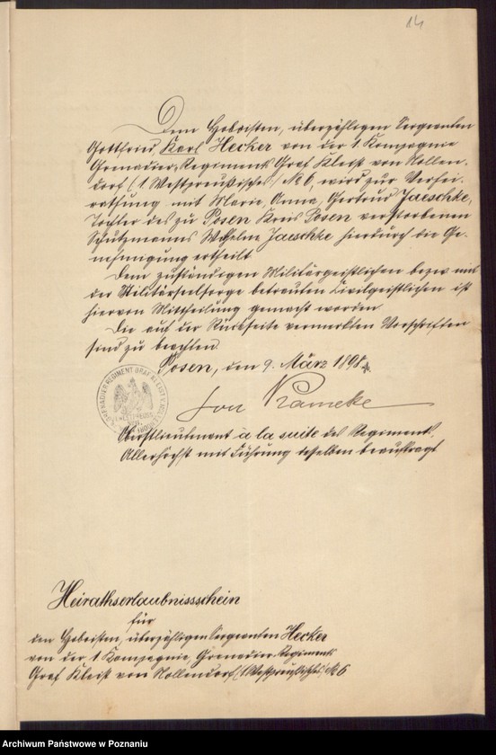 Obraz 16 z jednostki "Die von den Verlobten beigebrachten Urkunden zur Eheschliessung pro 1898"