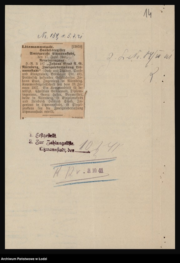 Obraz 16 z jednostki "Johann Eras K. G"