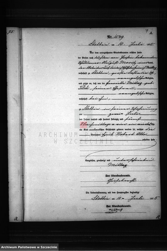 Obraz 19 z jednostki "Geburts-Register (Neben-Register) Band IV"