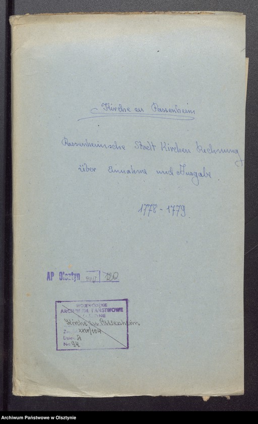 image.from.unit.number "Passenheimsche Stadt Kirchen Rechnung über Einnahme und Ausgabe"