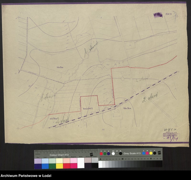 Obraz 1 z jednostki "Plan m. Łodzi 1:2000 z oznaczeniem podziału miasta na obwody Komitetów Blokowych. Sekcja SW 16"