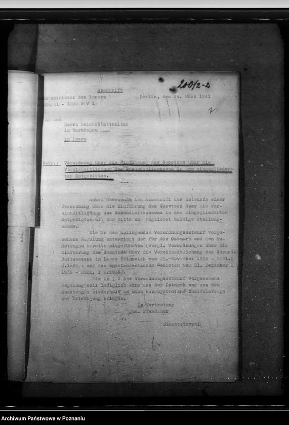 Obraz 11 z jednostki "Verordnung über die Einführung des Gesetzes über die Vereinheitlichung des Gesundheitswesens in den eingegliederten Ostgebieten."
