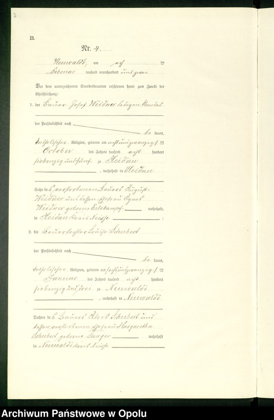 Obraz 11 z jednostki "Heiraths-Neben-Register des Standesamts Altewalde pro 1902"