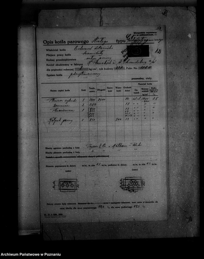 Obraz 16 z jednostki "Młyn parowy E. Litwińskiego w Szamotułach nr woj. kotła 162"