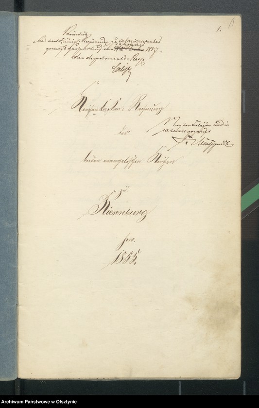 image.from.unit.number "Kirchen Cassen Rechnung von den beiden ewangelischen Kirchen zu Riesenburg"