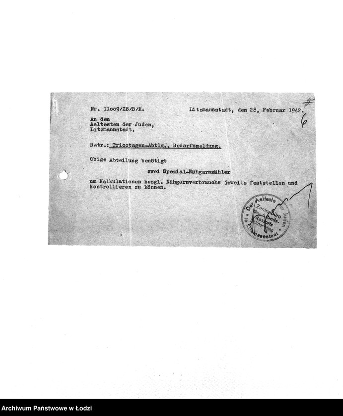 Obraz 9 z jednostki "Bedarfsmeldungen [Skierowane do GV zapotrzebowania na surowce, materiały, narzędzia, maszyny itp. potrzebne resortom pracy do produkcji; zamówienia żywności, lekarstw]"