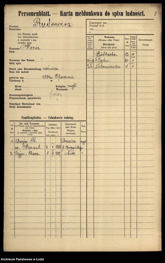 Obraz 10 z jednostki "[Spis ludności Łodzi] Rudolnik-Rupniewski"