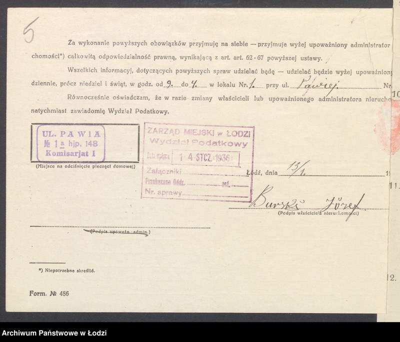 image.from.unit.number "Księga inwentarzowa nieruchomości m. Łodzi ul. Pawia"