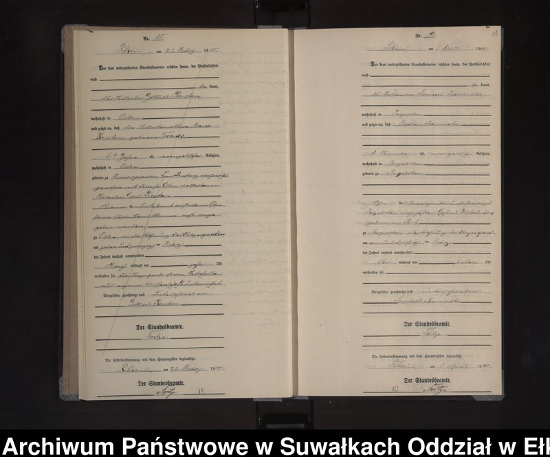 image.from.unit.number "Sterbe-Neben-Register des Königlichen Preussischen Standes-Amtes Orlen Kreis Loetzen"