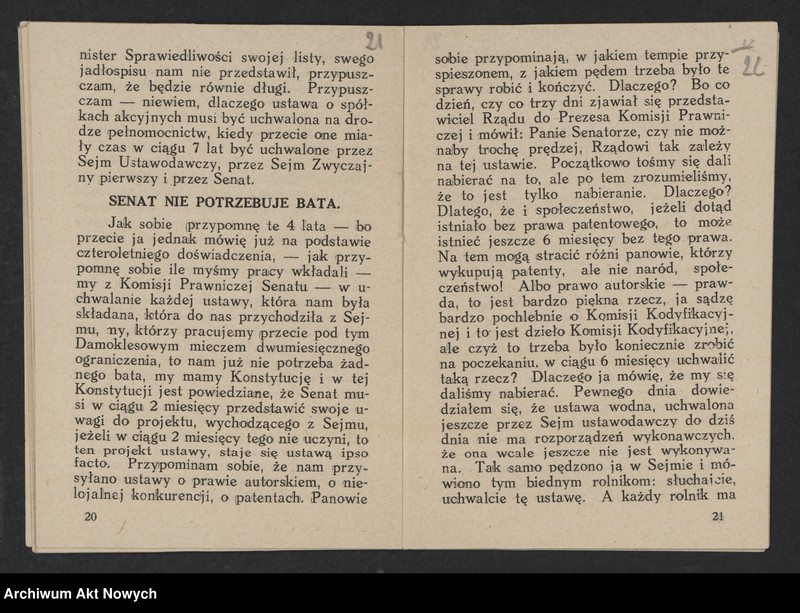 image.from.unit.number "Pozner Stanisław (Senator); Załączniki: S. Pozner - "W obronie demokracji". Przemówienie w Senacie w dn. 31 VII 1926 r.; L.1"