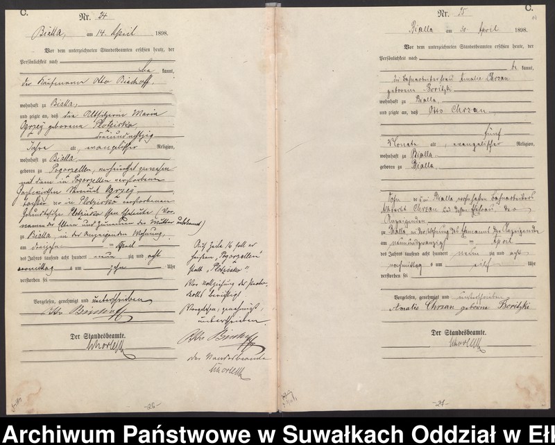 image.from.unit.number "Sterbe-Haupt-Register des Königlichen Preussischen Standes-Amtes Bialla Kreis Johannisburg"
